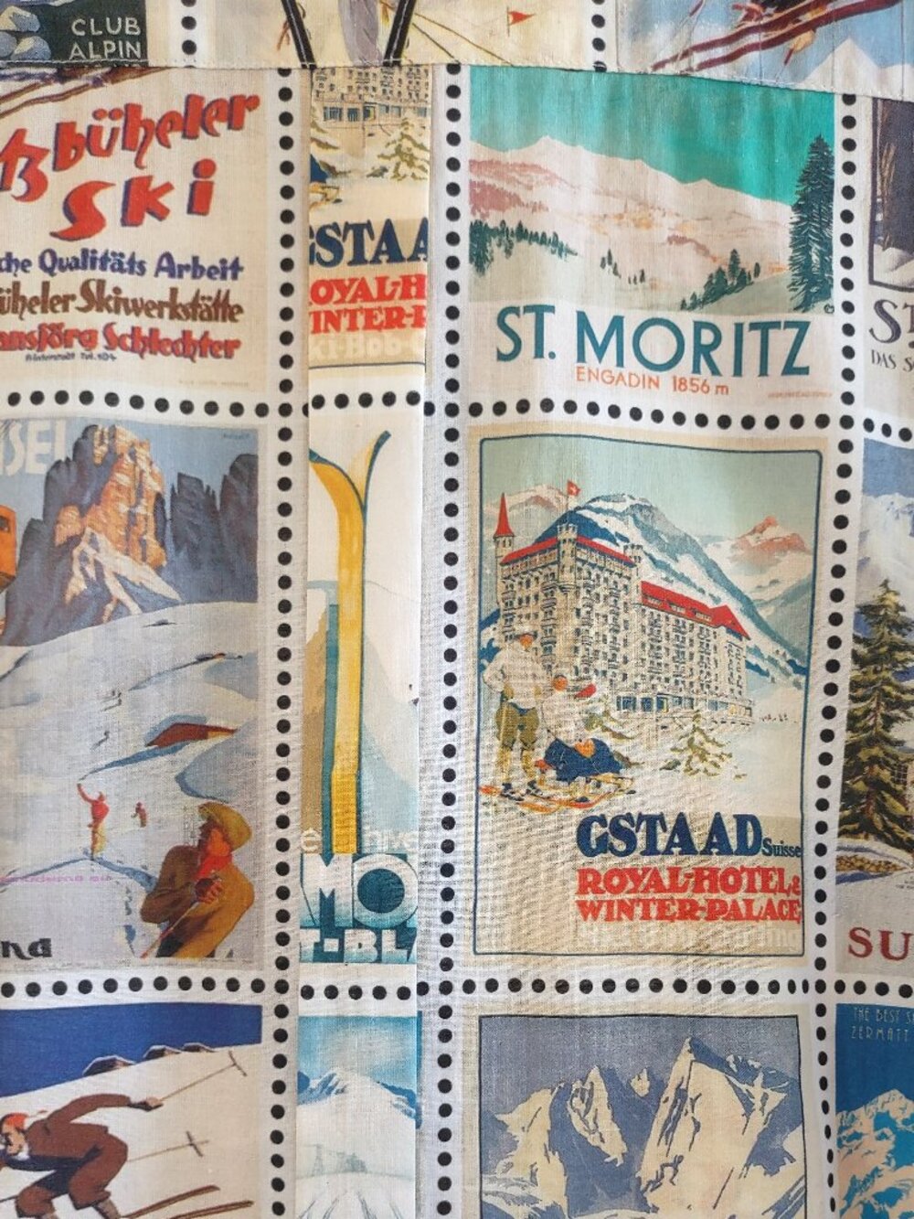 Vilagallo Blouse Vintage Ski Posters Size EU 36  Snow Ski Lodges Retro - Picture 10 of 14